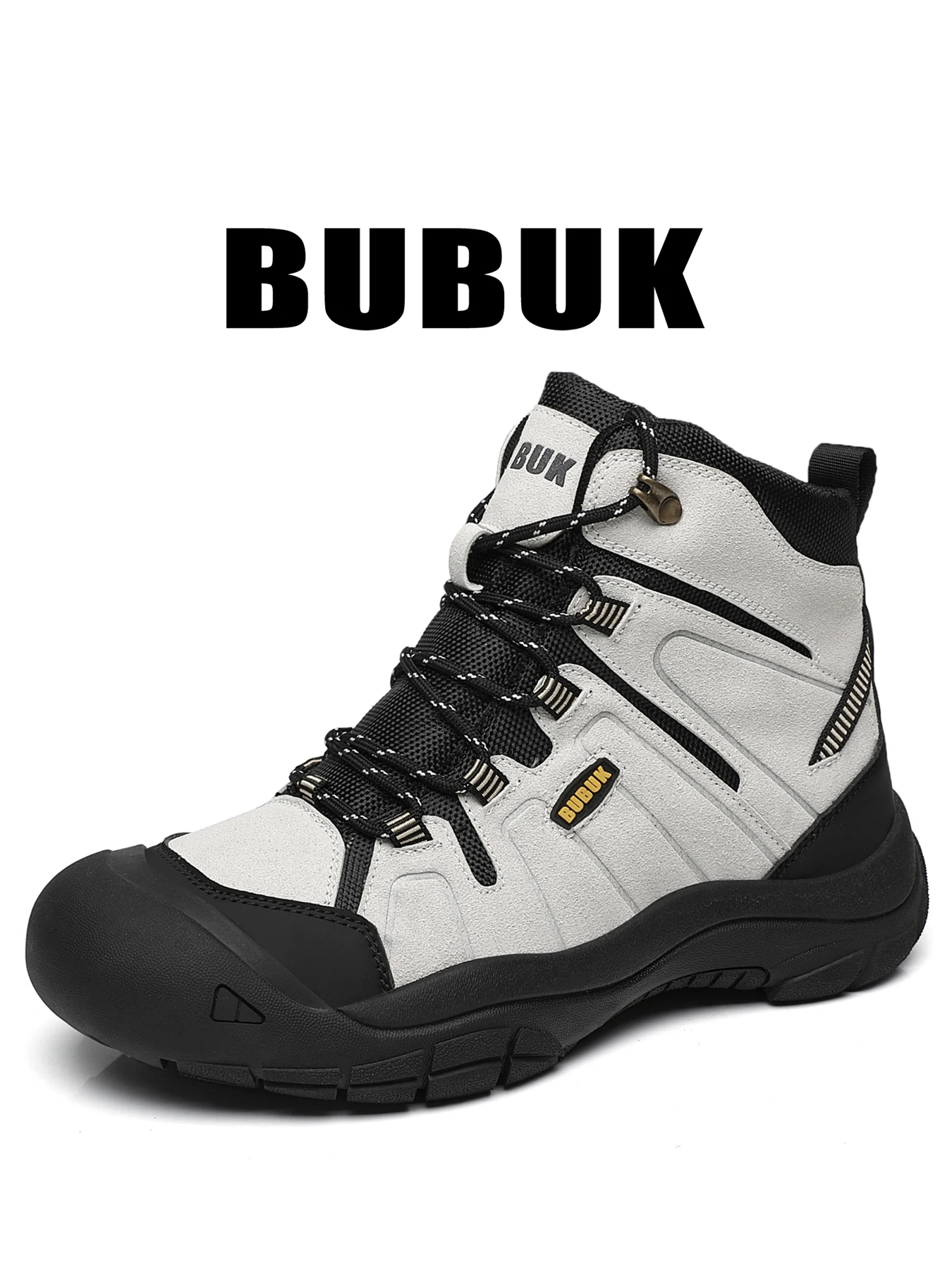 Bubuk Men's High-Top Outdoor Hiking Shoes, Outdoor Sports Mountaineering Shoes, Non-Slip Wear-Resistant Thick-Soled Work Boots, Mountain Travel Off-Road Casual Men's Shoes