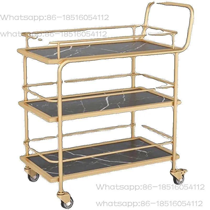 

Nordic Mobile Trolley, High-end Storage Car, Hotel Wine Cart, Golden Multi-layer Wrought Iron Dining Car, Restaurant Food Truck