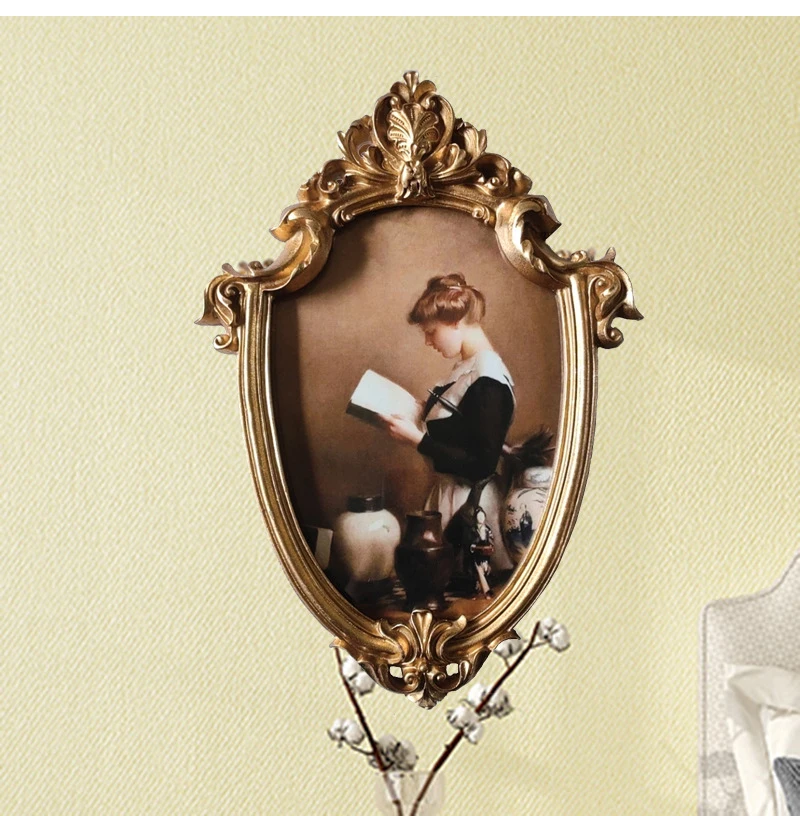 Vintage Picture Frame European Country Wedding Home Decor Resin Wall Picture Living Room Kitchen Decoration,Paper Randomization