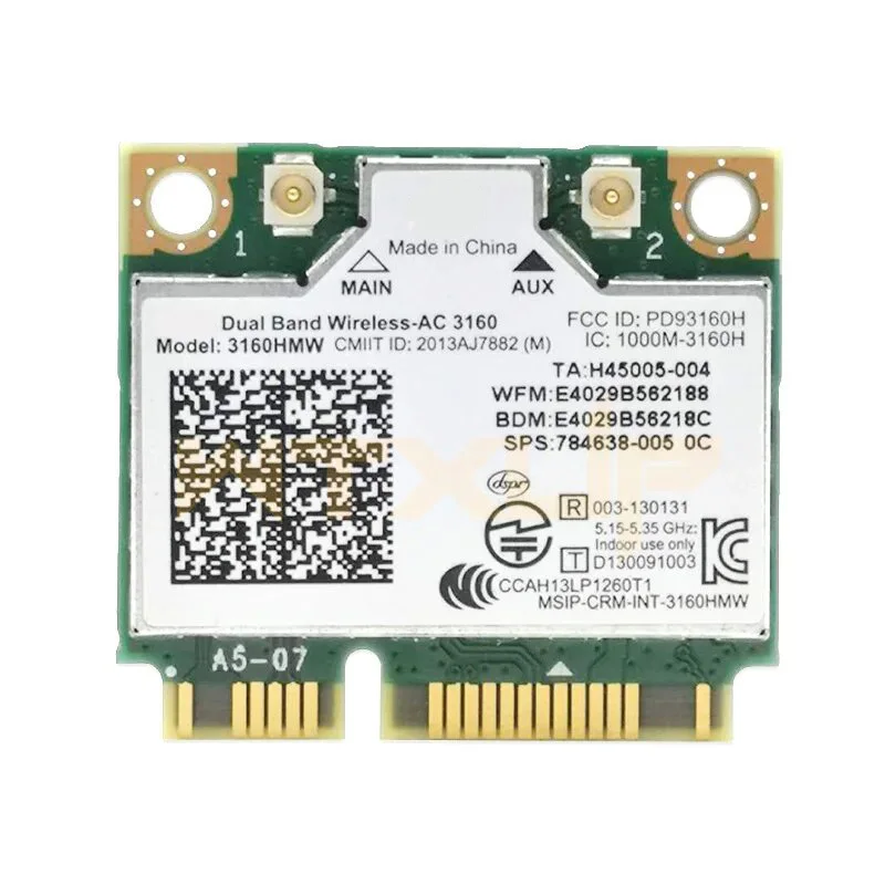 

3160AC Wifi Wireless Dual Band 2.4g 5g 3160 3160HMW Half Mini PCI-e WI-FI 802.11ac Bluetooth 4.0 + 433mbps HS card