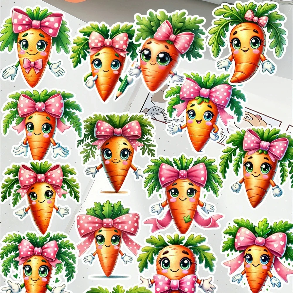 20pcs Creative Kawaii Self-made Cute pink bow carrot Stickers/ Beautiful decorative Sticker /DIY Craft Photo Albums  stationary