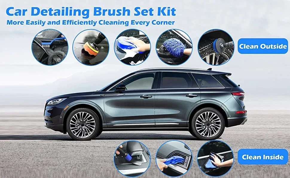 Cross border new car cleaning 10 piece set car wash brush set