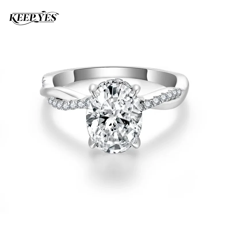 KEEP YES Classic 7*9mm Oval Cut Moissanite Diamond Engagement Band Rings for Women with GRA Certificate 925 Sterling Silver