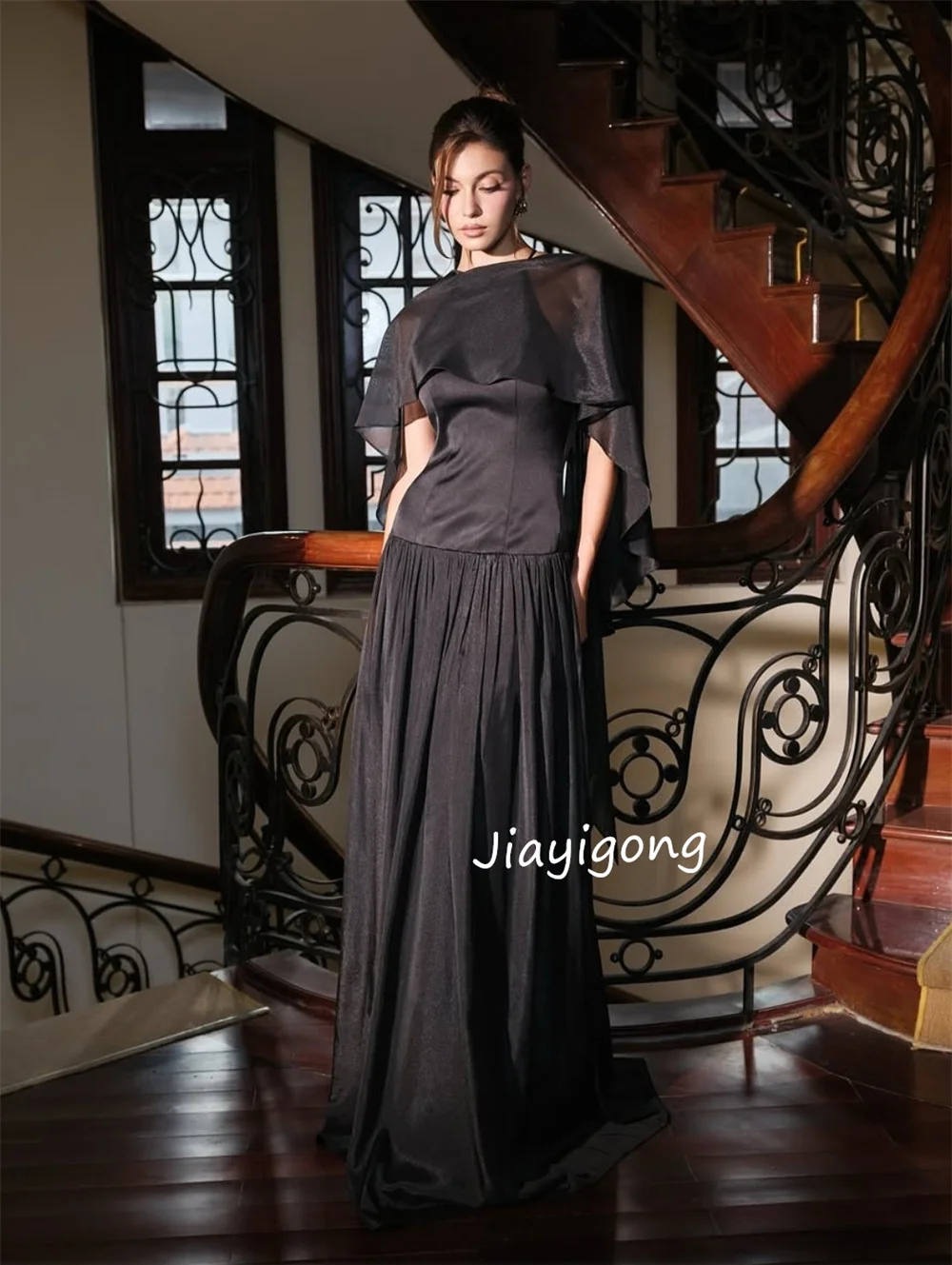 Abiti lunghi gioiello a trapezio con pieghe in chiffon moda personalizzata Occasioni su misura Pastrol da sera Squisito semplice