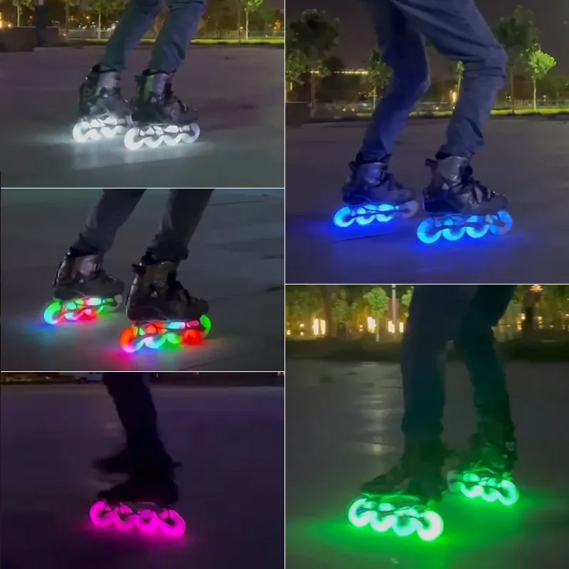 

Kids skates flash wheel adult inline skating aurora wheel roller skate glow-in-the-dark wheel glow roller roller speed pulley