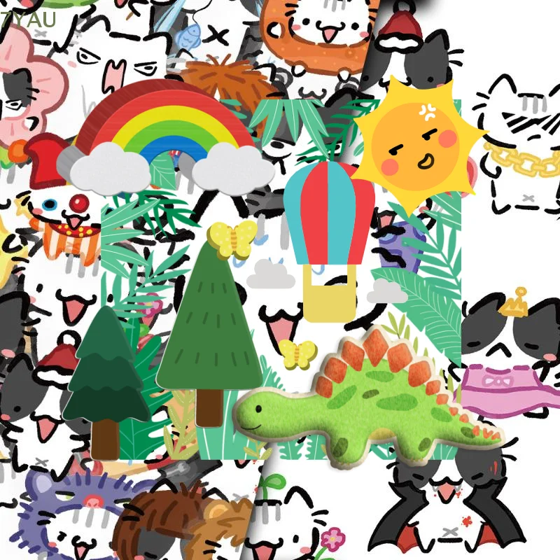 54pcs/set Kawaii Colorful Cat Stickers Transparent Cat Decals For Phone Laptop Skateboard Waterproof Stickers