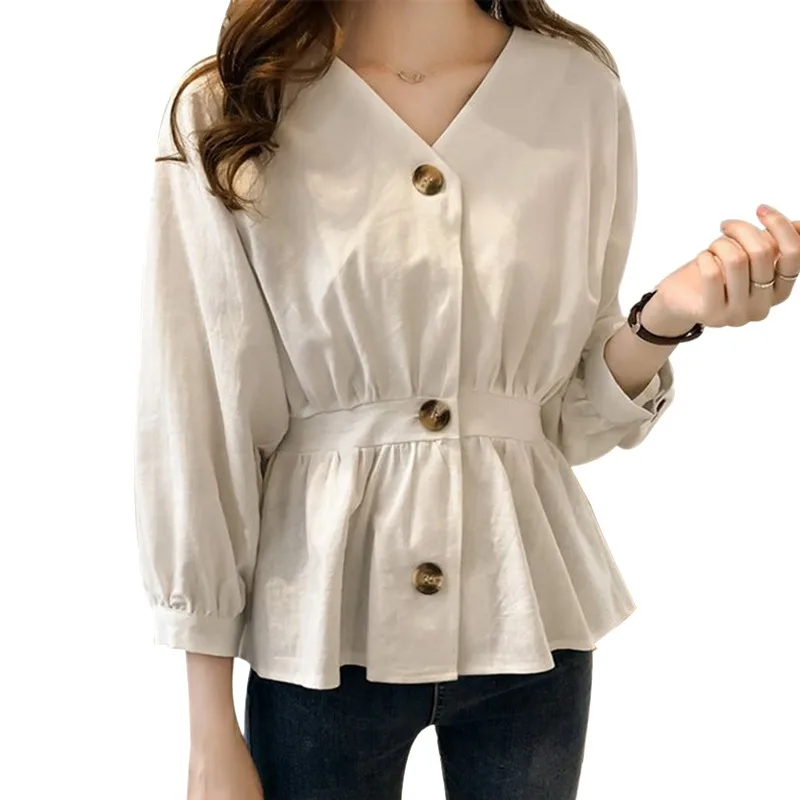 

Women's Casual Shirt V Neck Button Up Long Sleeve Blouse