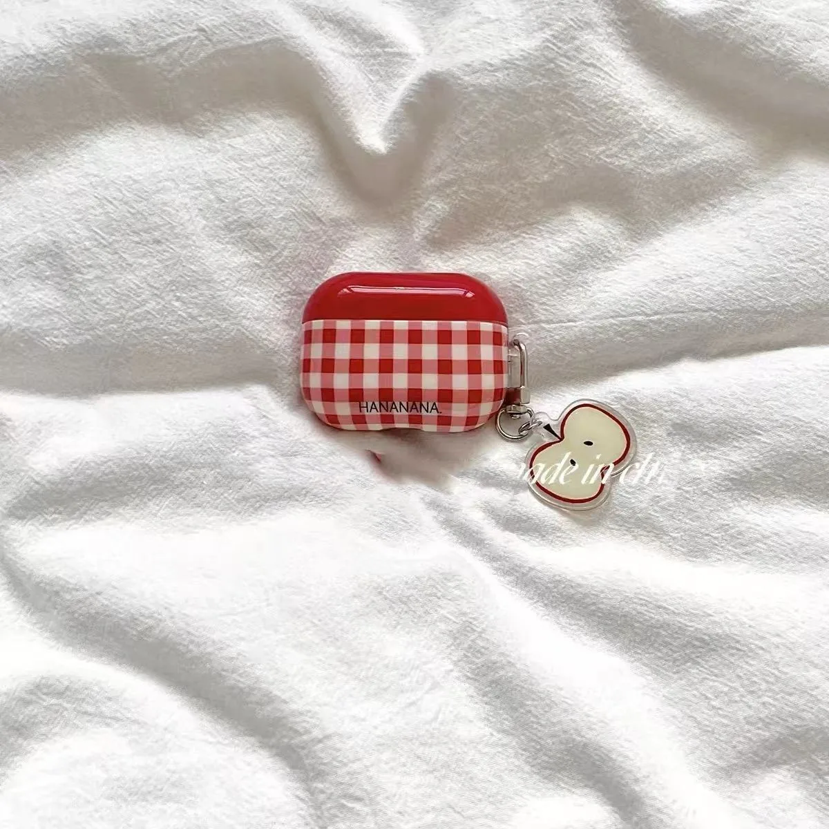 Ins Aesthetic Red Plaid Color Block Earphone Case Fit Apple AirPods 2 3 4 AirPods Pro 2 Protective Cover