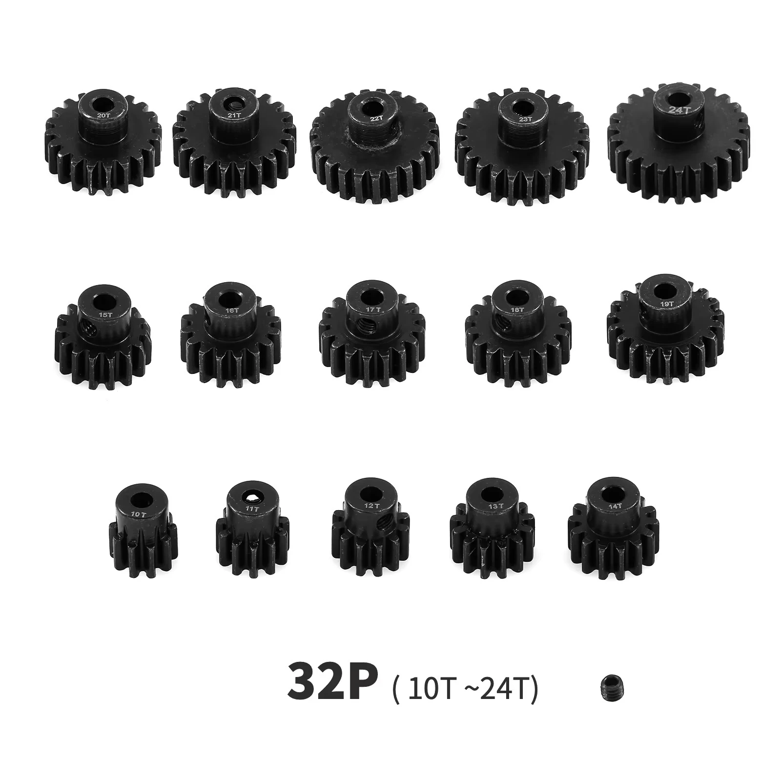 M0.8 3.175mm Gehärteter Stahl Metallzahnrad 10T 11T 12T 13T 14T 15T 16T 17T 18T 19T 20T 21T Motorgetriebe für 1/10 RC Auto Upgrade-Modifikation