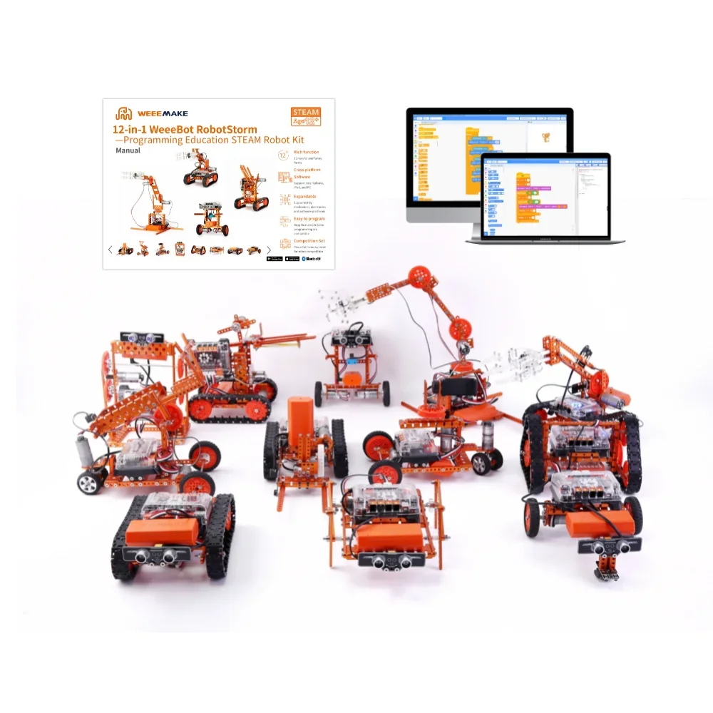 ODM/OEM STEM Educ Program Metal Robot Kids DIY Coding Arm Kit Student APP Control RJ11 Educational Robot Kit For School Children