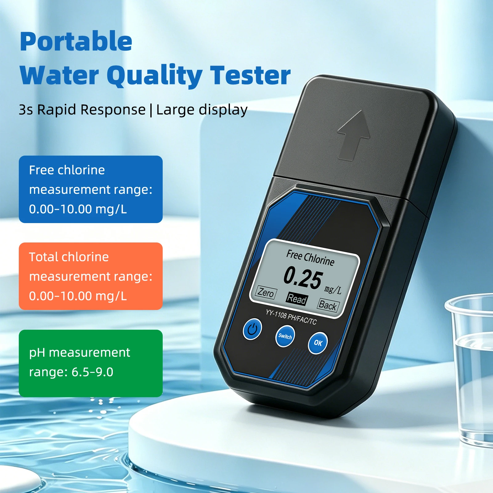 3-in-1 디지털 수질 분석기 PH FAC 잔류 염소 - Marine Aquarium Water Testing 리뷰 및 가격