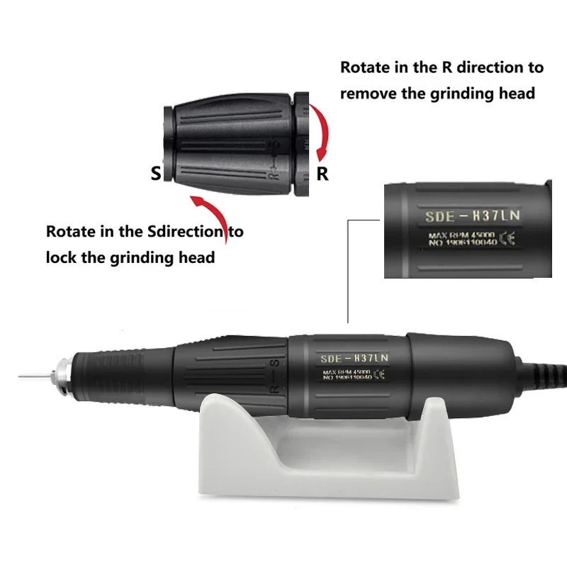 Micromotor de alta velocidad para laboratorio Dental, equipo de pulido de 45K RPM, 45000RPM, bolígrafo de taladro de uñas de SDE-H37LN