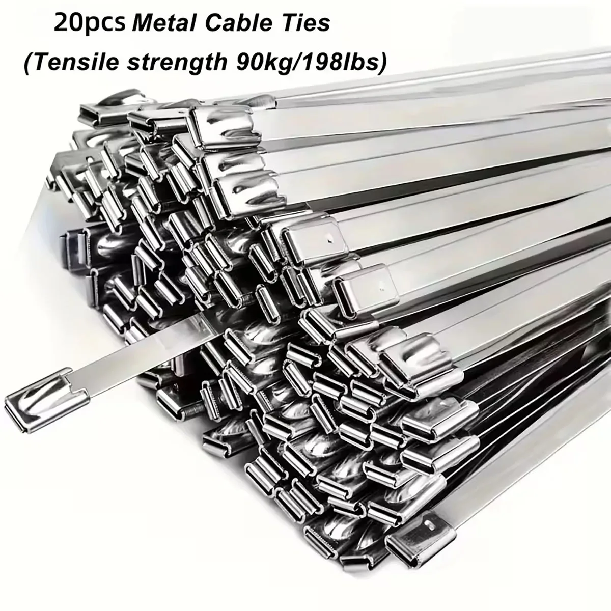 20pcs 12in Stainless Steel Zip Ties | Rustproof Heavy Duty Cable Ties for Automotive, Machinery, Outdoor