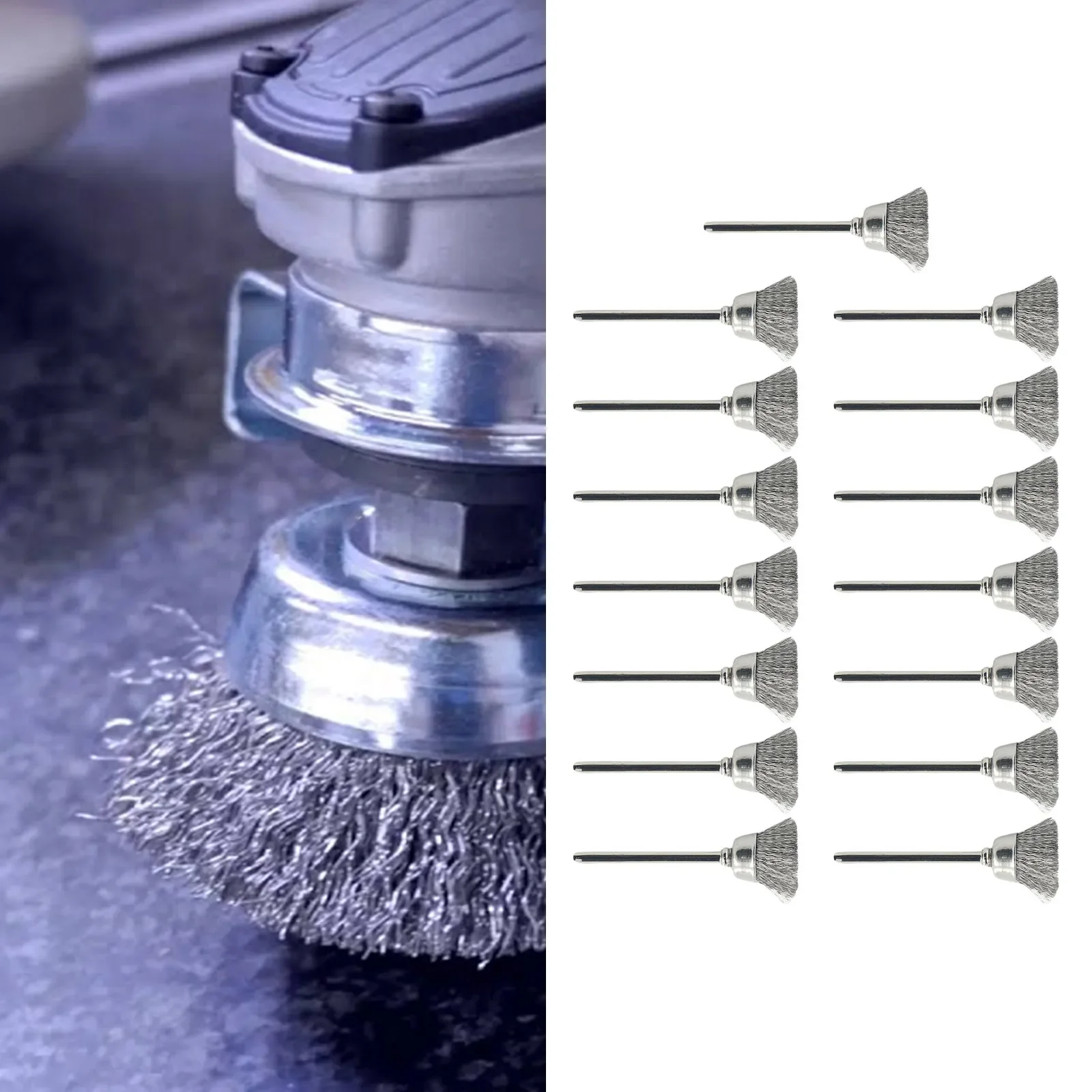Rotary Tool Wire Brush Cleaning Deburring Derusting Polishing Rotary Tool Accessories Wire Brushes 3.0mm Shank