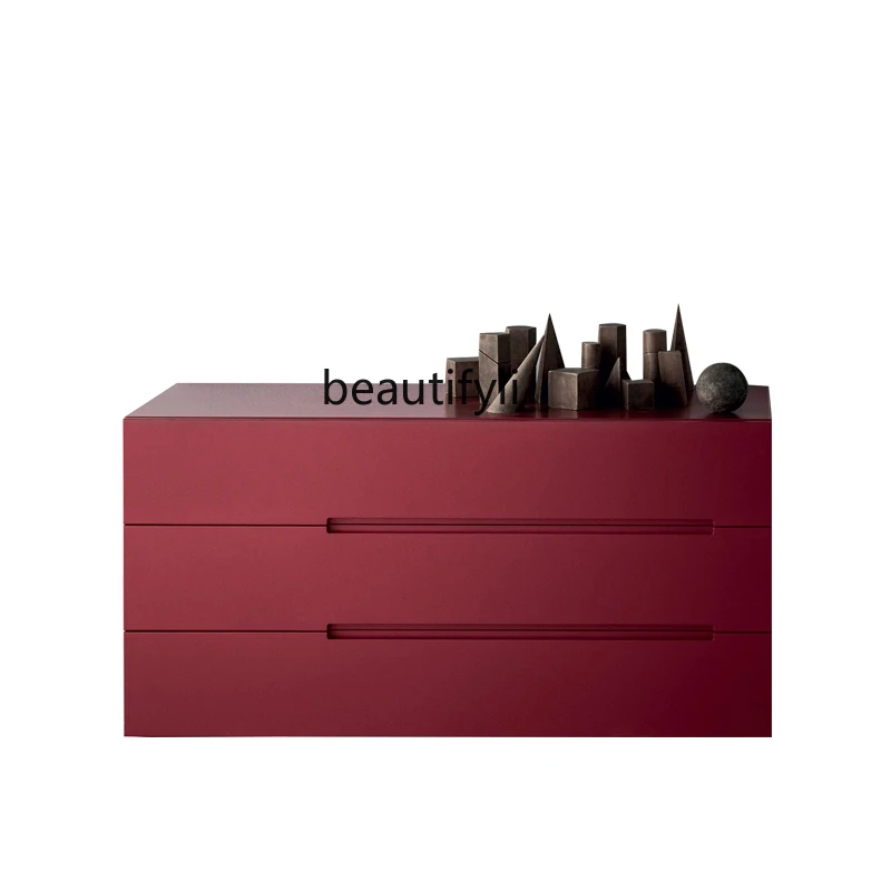 

Modern light luxury storage chest ultra-thin and narrow 40cm Italian paint bedroom living room solid wood