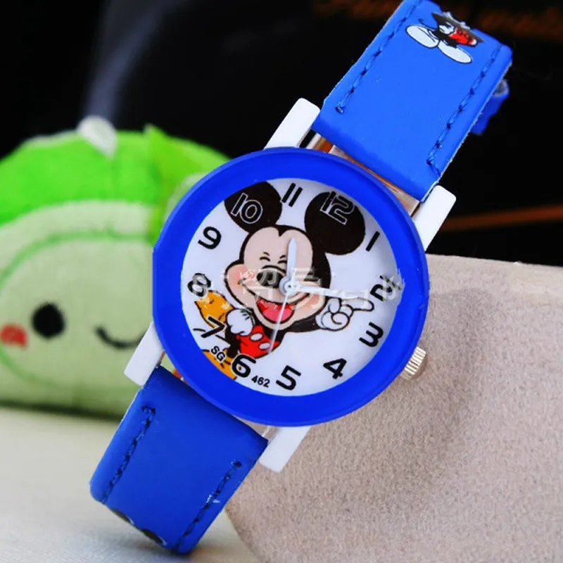 2023 New Fashion Cartoon Watch Cute Kids Mickey Mouse Watches Children Boys Girls Pu Leather Quartz WristWatch Clock