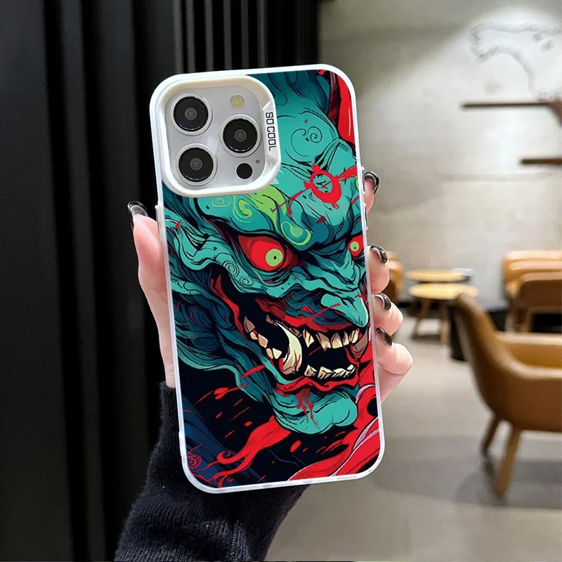 Casing ponsel untuk Huawei P30 P40 Mate 30 40 Pro Nova 7 Honor 50 lensa kreatif batas Jepang hantu wajah Samurai penutup belakang tahan guncangan