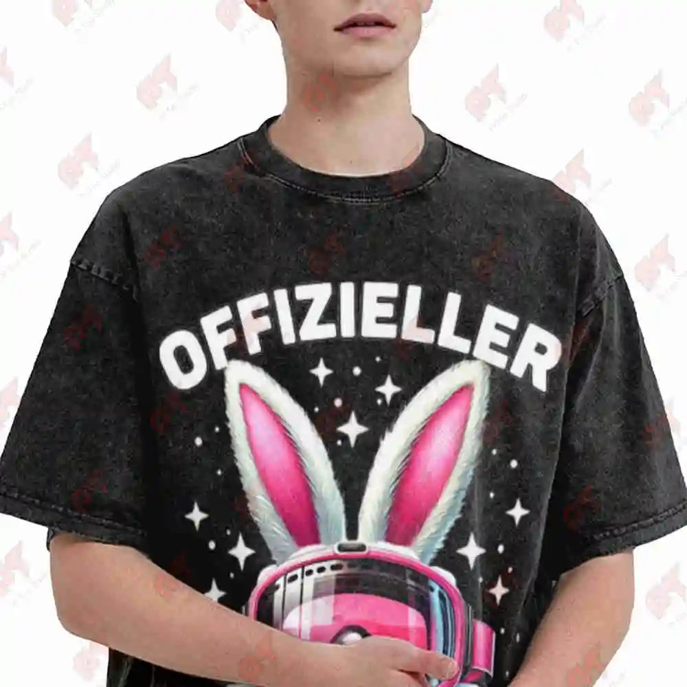 Skihaserl Apres Ski Rabbit Vintage Washed Tee Pure Cotton T-Shirt