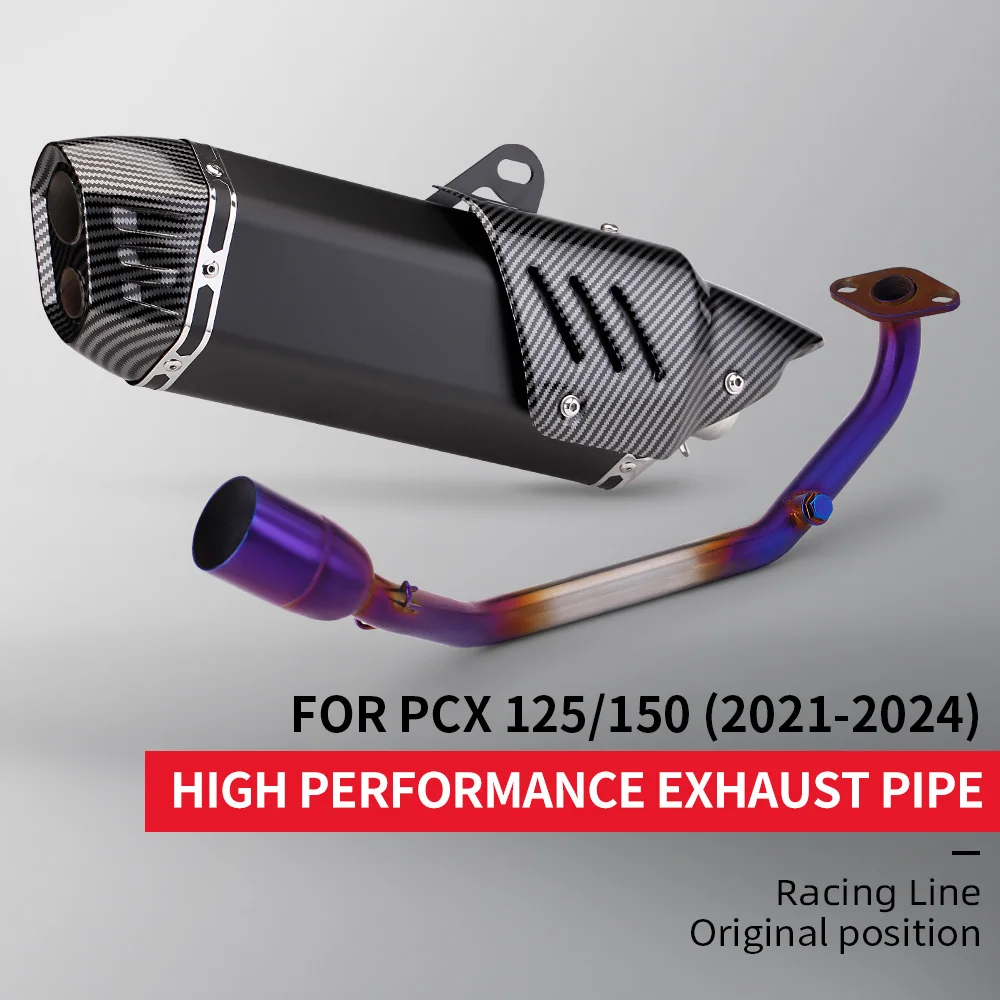 Full System Exhaust For PCX125 PCX150 PCX160 PCX 125 150 160 Motorcycle Escape Dedicate Muffler Modified Front Link Pipe Slip on