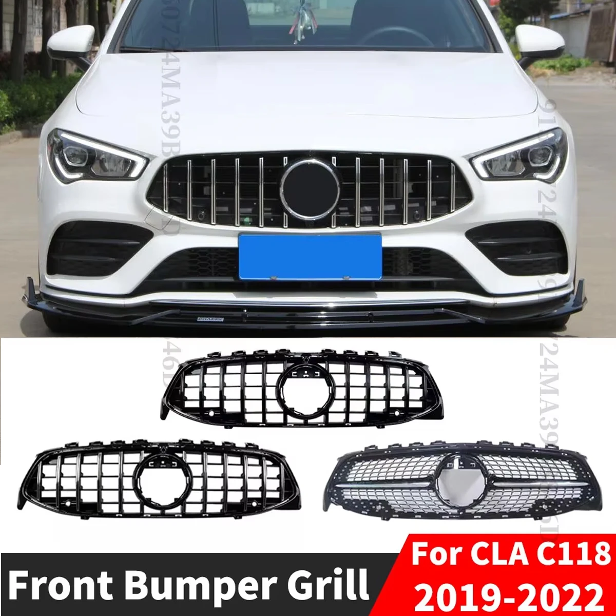 مناسبة لمرسيدس C118 W118 مرسيدس CLA 2019-2022 180 200 250 220GT الماس المصد الأمامي مصبغة