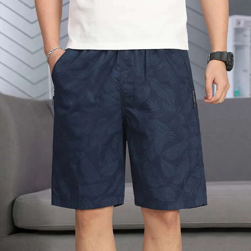 Men's Summer Shorts Light Weight Elastic Waist Shorts Printed Beach Shorts Relaxed Fit Running Shorts Orange Navy