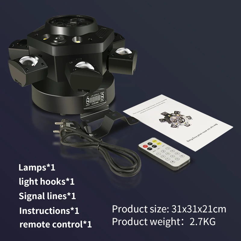 DMX 10X10W 6 Head Moving Head Beam Light RGB Laser Strobe Light DMX Stage Light RGB Beam Light Rotating Disco Party Bar
