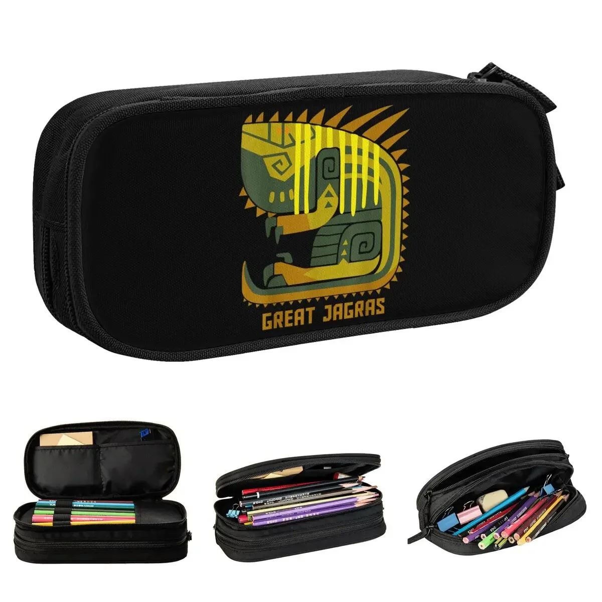 Monster Hunter Great Jagras Pencil Cases Pencilcases Pen Box for Girls Boys Large Storage Bags Students School Zipper Stationery
