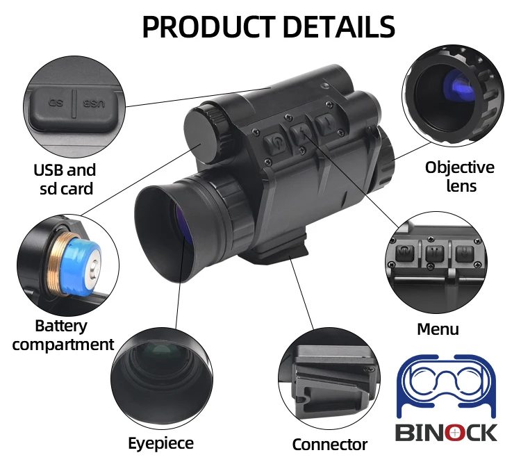 BINOCK Official Store NVG30 Helmet Night Vision Goggles 940nm IR Digital Monocular Night Vision Wifi