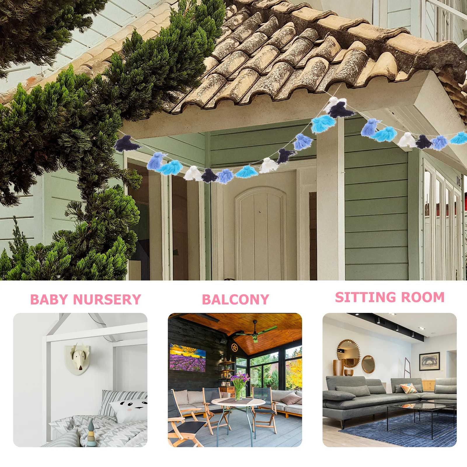 

Tassel Wall Hanging Decor Hand-Woven Boho Style Kids Room Nursery Bedroom Living Room Home Holiday Party Decoration