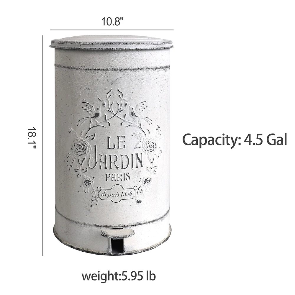 Cubo de basura de Metal antiguo para exteriores, cesta de residuos Rural, taberna, redondo, adecuado para cocina, jardín, granja