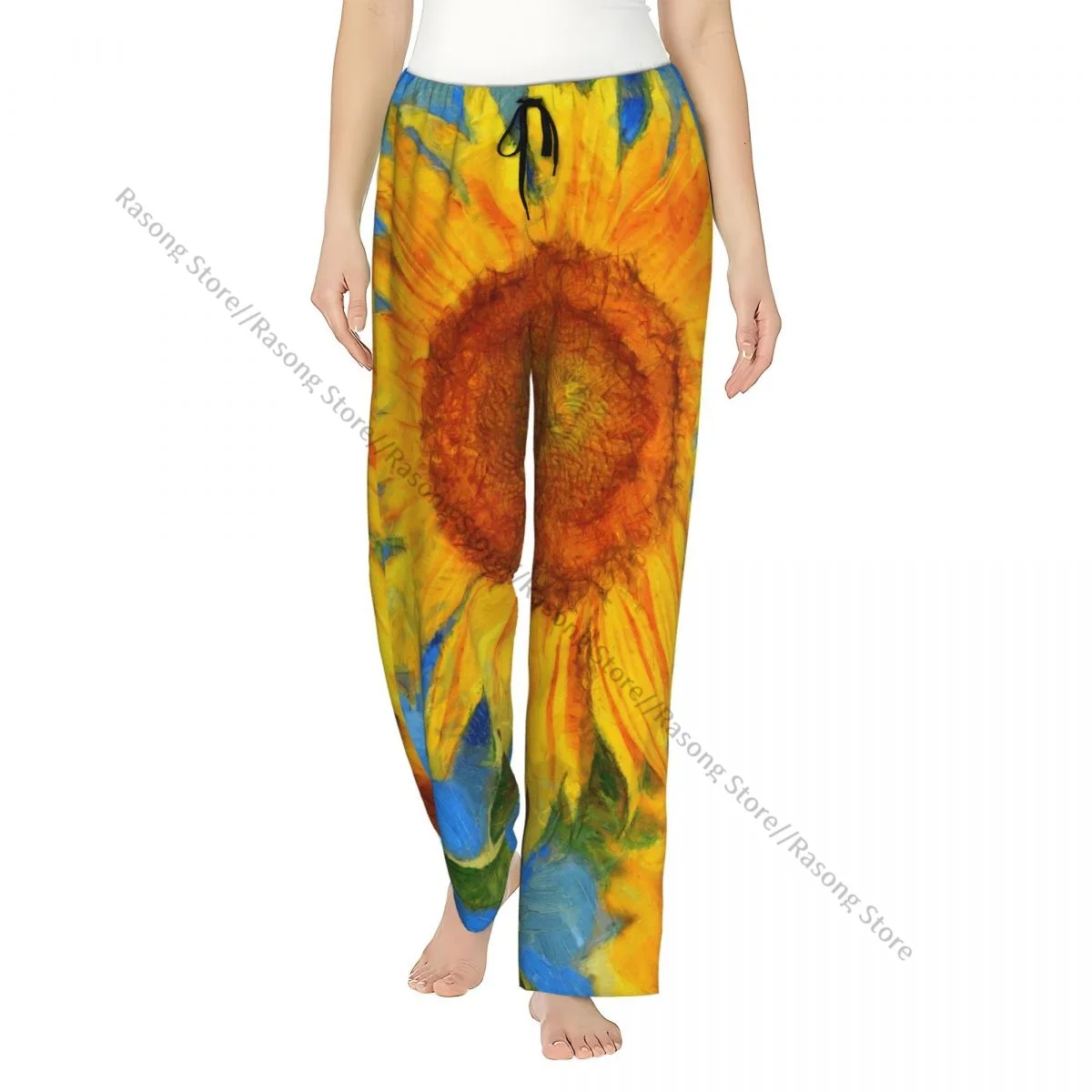 

Теплые женские пижамные штаны Винсент Ван Гога с подсолнухами, фланелевые штаны для сна, мягкая флисовая домашняя одежда