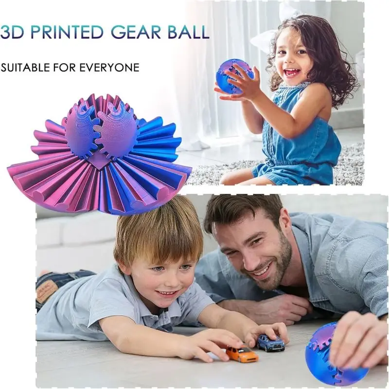 3D Printed Gear Ball Spin Ball  Stress Anxiety Relief Spin Ball Cube Travel Portable Gear Ball Multi-directional rotating Ball