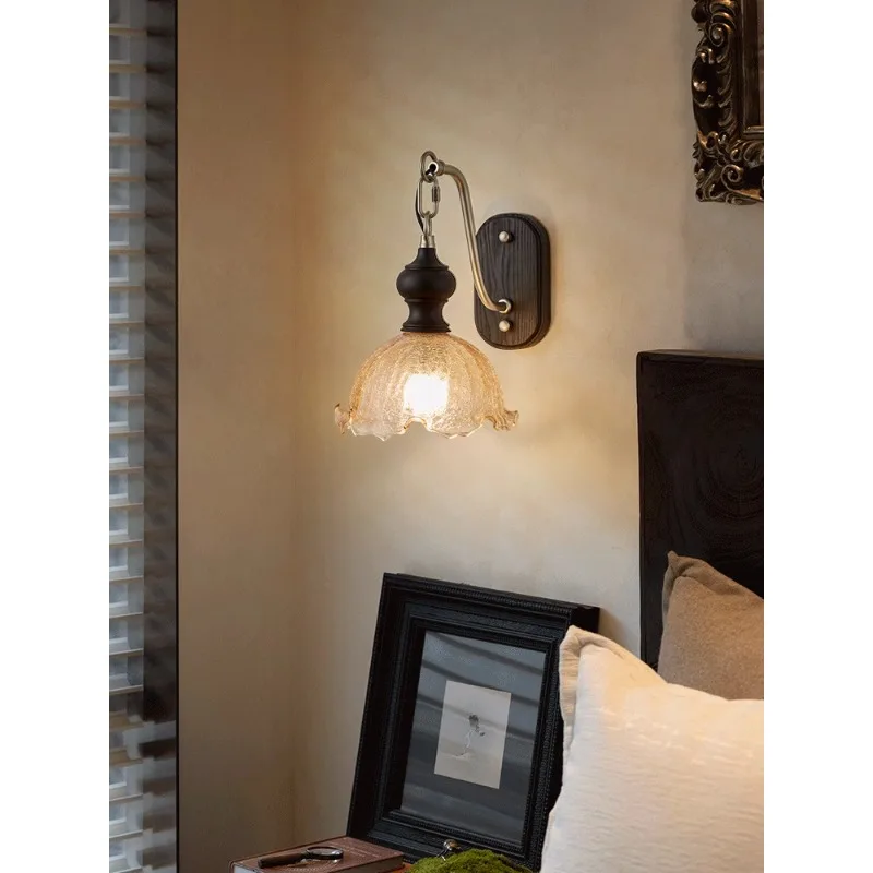 Bedroom bedside wall lamp antique retro exotic living room corridor aisle advanced decorative atmosphere wall lamp
