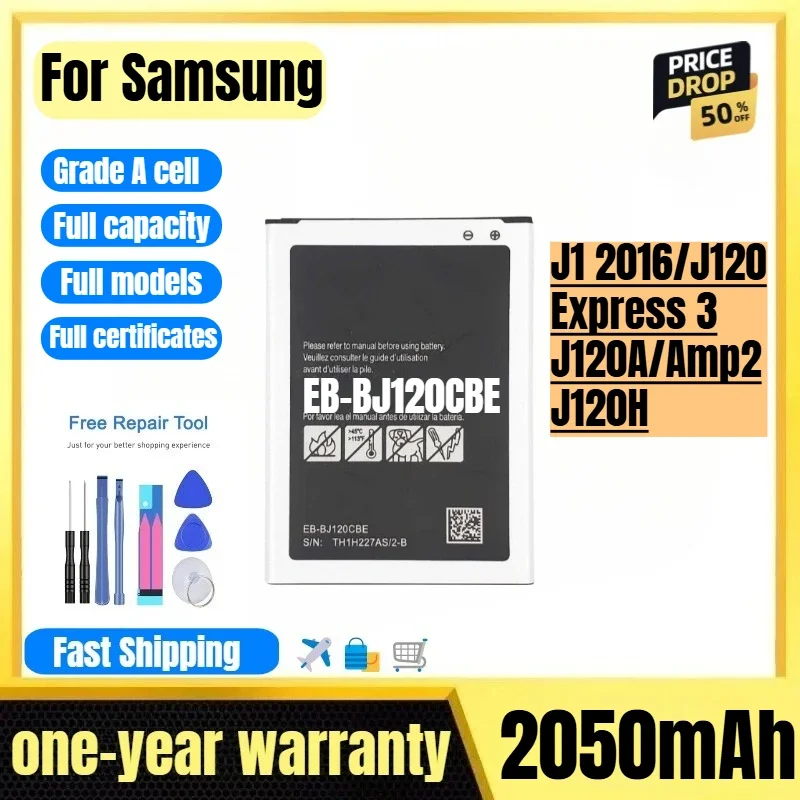 EB-BJ120CBE for Samsung J1 2016/J120 Express3/J120A/Amp2/J120H Mobile Phone Battery High Capacity Replacement Bateria with Tools