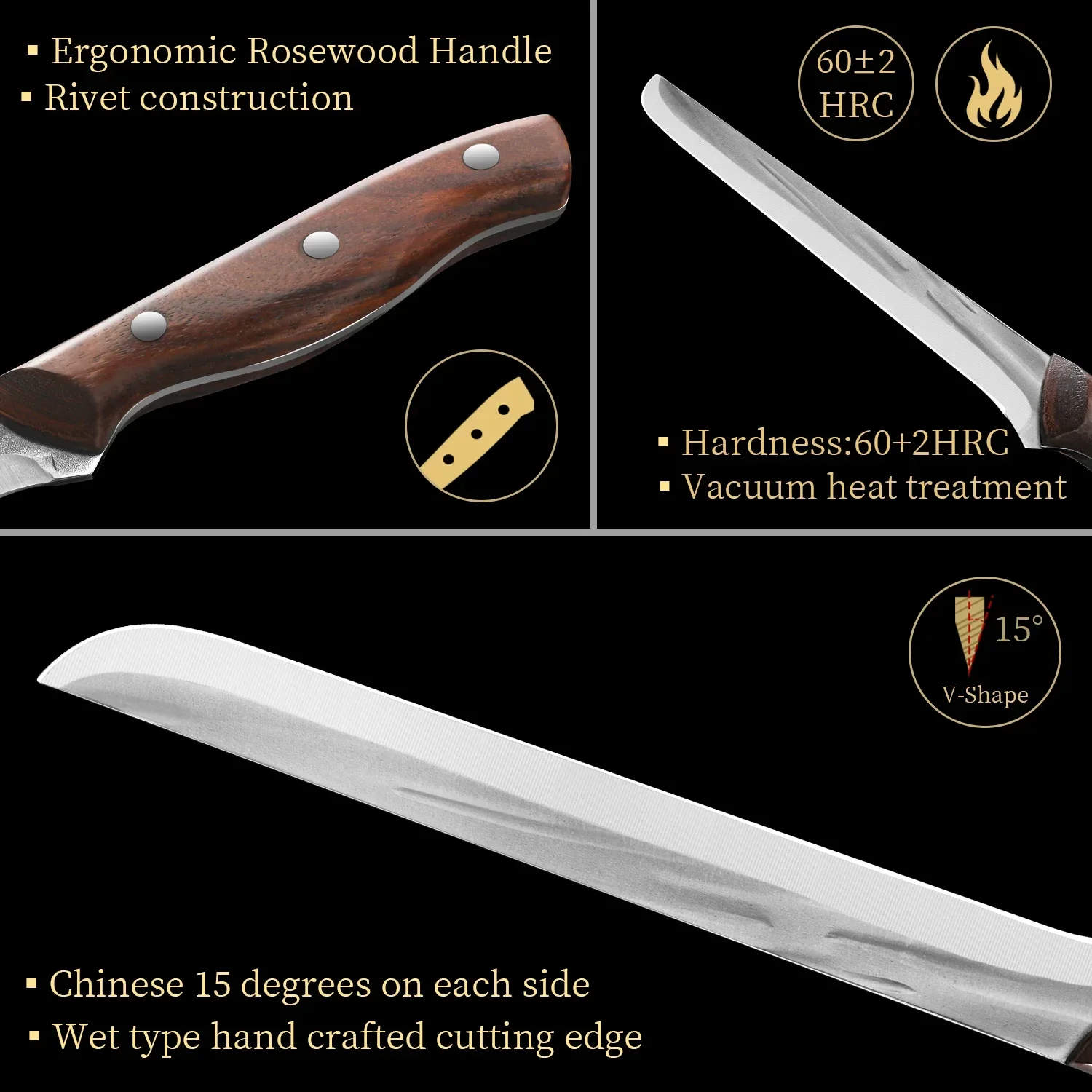 Sharp kitchen knife, kitchen accessories, home ham knife, multi-functional high hardness sharp long kitchen knife