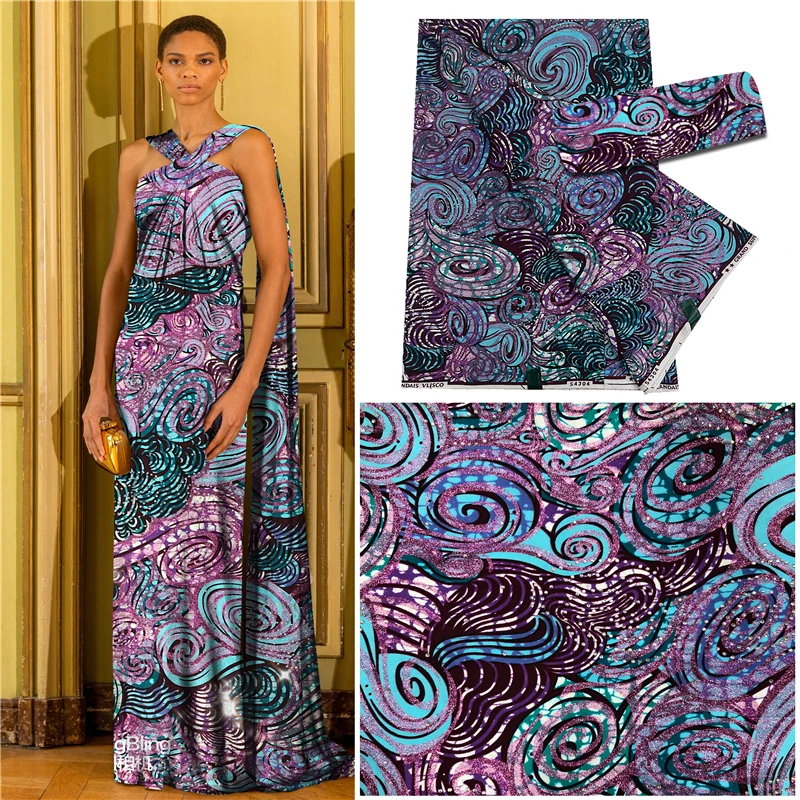 

African Dutch Super Wax Fabric with Diamond 100% Cotton High Quality Ankara Gilding Glitter Printed Batik Cloth for Sewing Dress