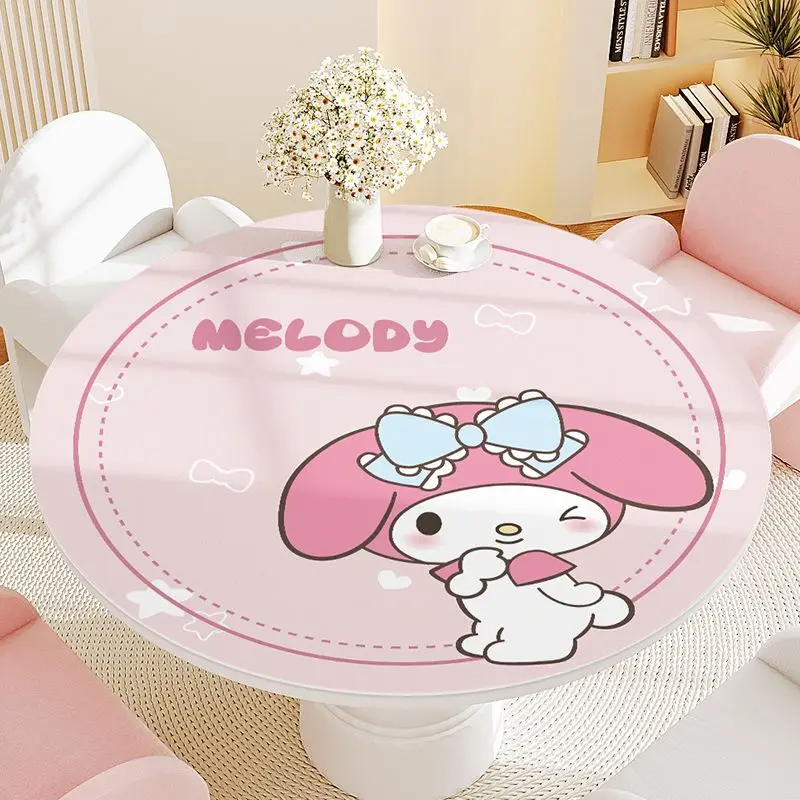 مرحبا كيتي Kuromi Kawaii مفرش طاولة مستديرة مقاوم للماء مقاومة للزيت طاولة شاي الملابس المنزلية مفرش طاولة جلدي بالجملة #6