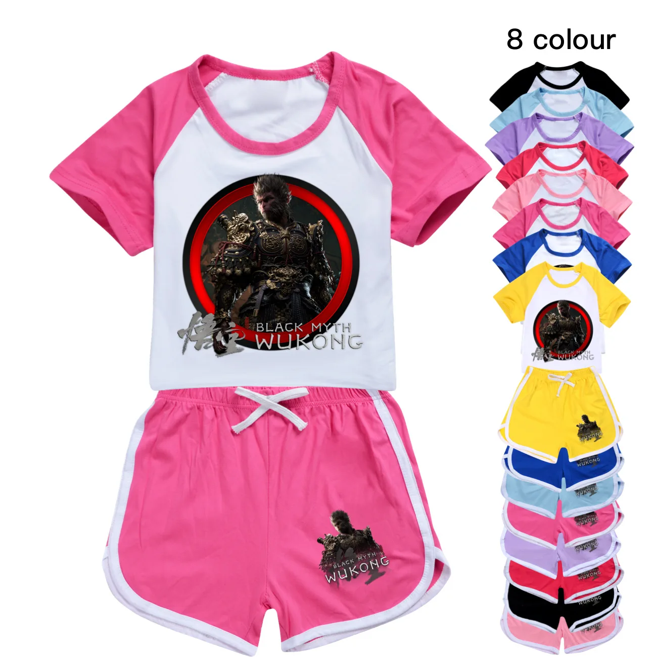 New Kids Baby Girls Clothes Black Myth Wukong Game T-shirt Shorts Children Home Casual Sports Short-sleeved Pyjamas Suit3745