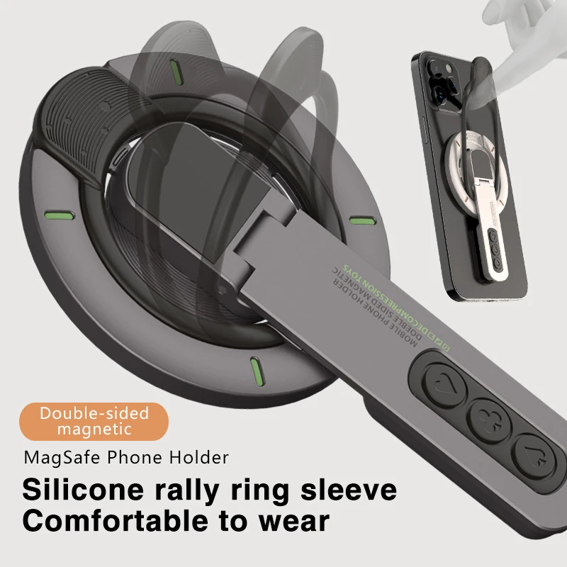 Uchwyt na telefon 3 w 1 Magnetyczny Pierścień na Palec Dwustronny Magnetyczny 360 °   Przenośny stojak na telefon do iPhone'a MagSafe Nowość