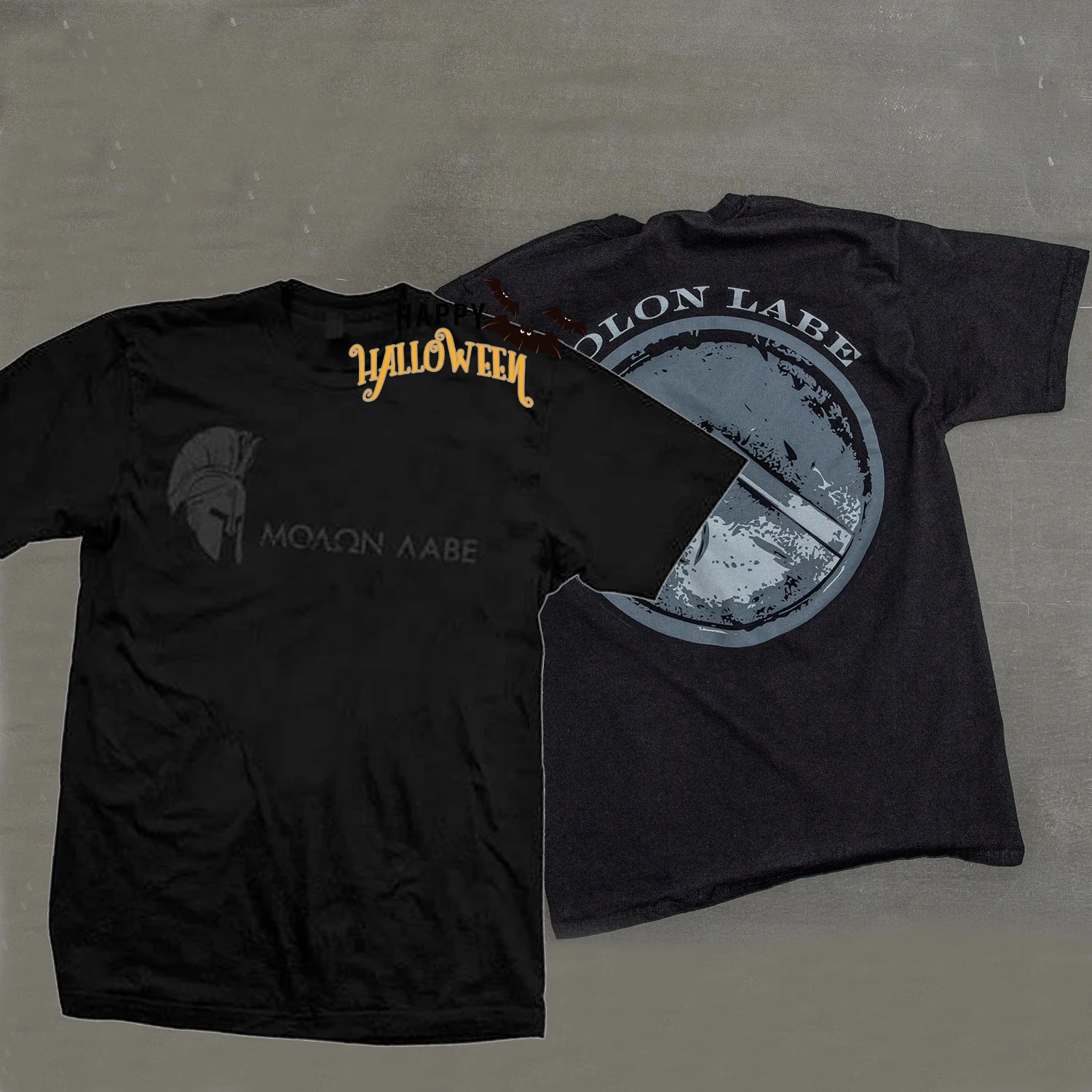 Molon Labe Men's T-Shirt Spartan Helmets and Shields Cotton Round Neck Short Sleeve T Shirt