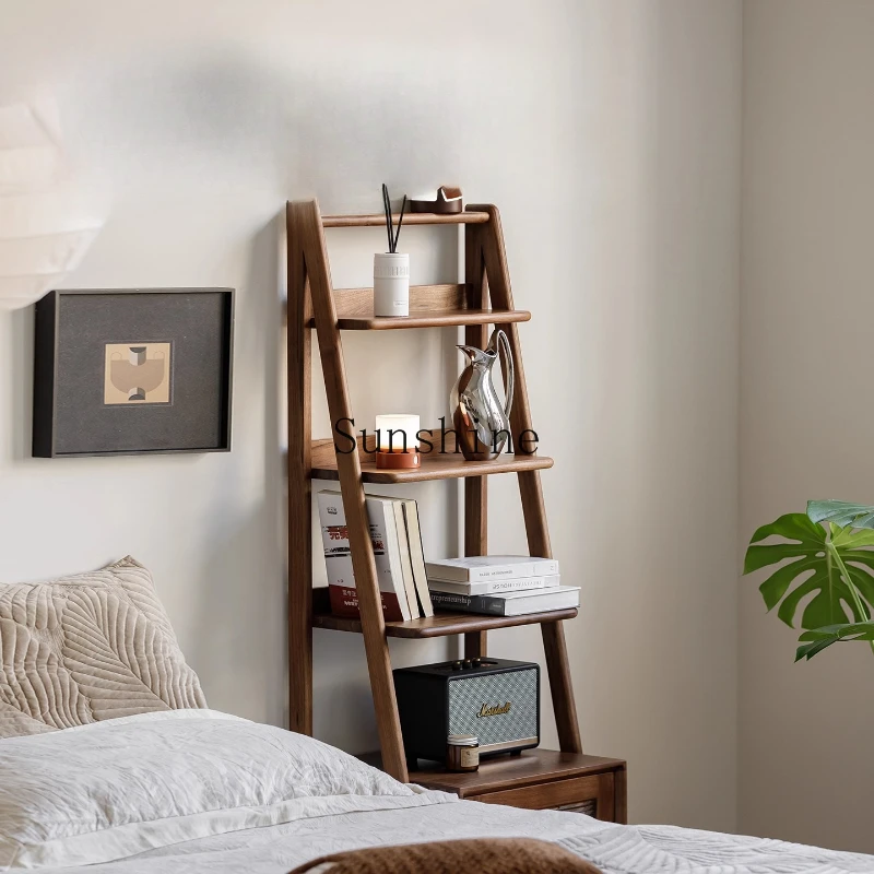 

Black walnut solid wood bookshelf bedside sofa, picture book, locker