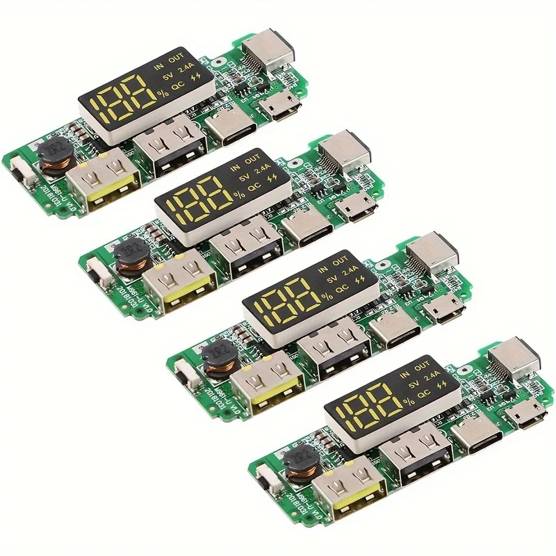1pc 4pcs Dual USB 18650 Battery Charging Board 5V 2.4A Mobile Power Supply Module 3 Ports Lithium Charger Circuit with Multi Pro