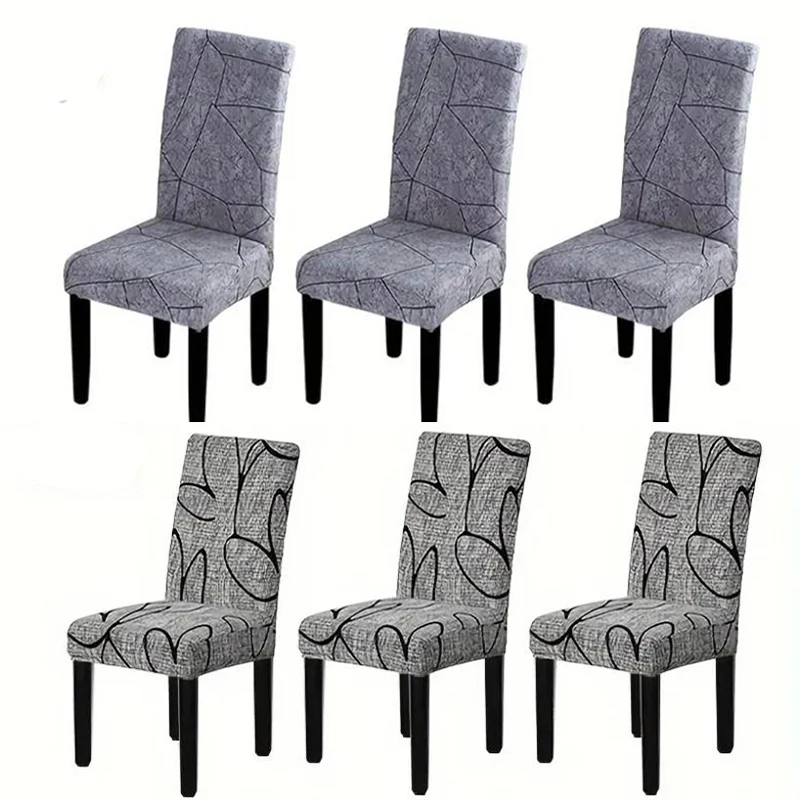 1/2/4/6Pcs Print Dining Chair Cover Elastic Chair Slipcover Case Stretch Chair Covers for Wedding Hotel Banquet