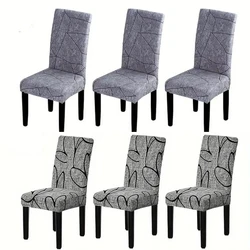 1/2/4/6Pcs Print Dining Chair Cover Elastic Chair Slipcover Case Stretch Chair Covers for Wedding Hotel Banquet