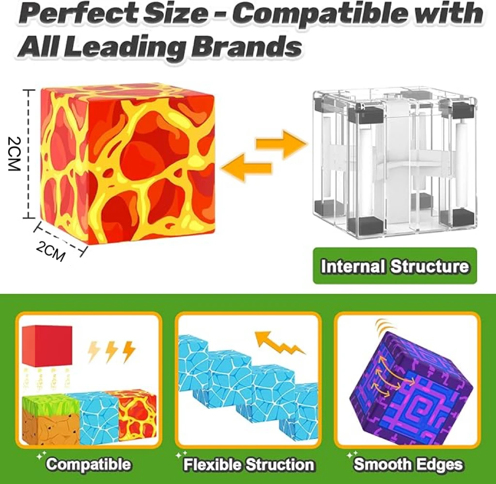 Magnetic Blocks-Build Mine Magnet World Set for Boys & Girls , Sensory Toys for Toddlers Gifts Construction Toys