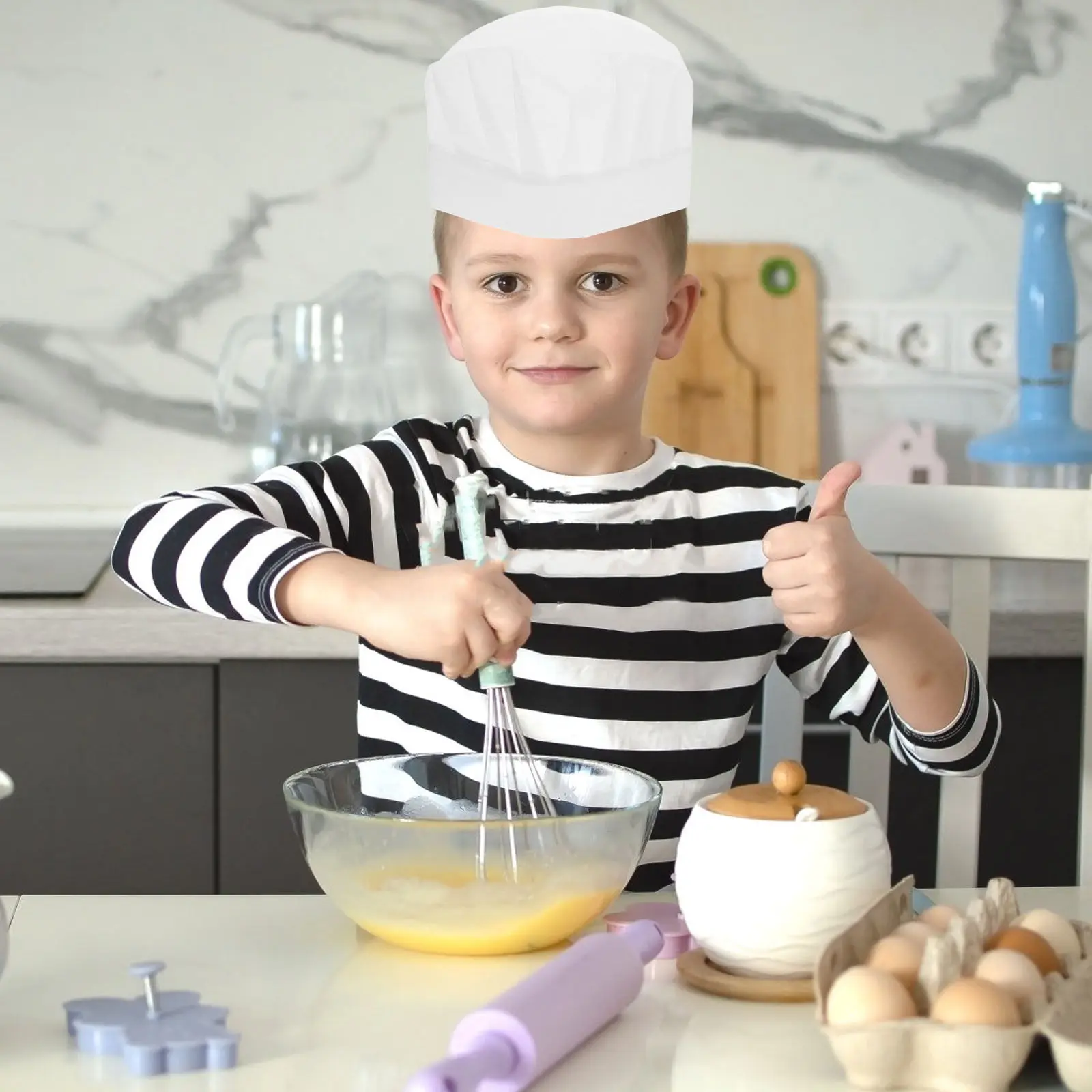 20 Stück Einweg-Kochmützen aus Papier für Kinder, Catering-Werkzeug, leichte Küchen-Kopfbedeckung, Kochmütze aus Papier, Partyzubehör für Kinder