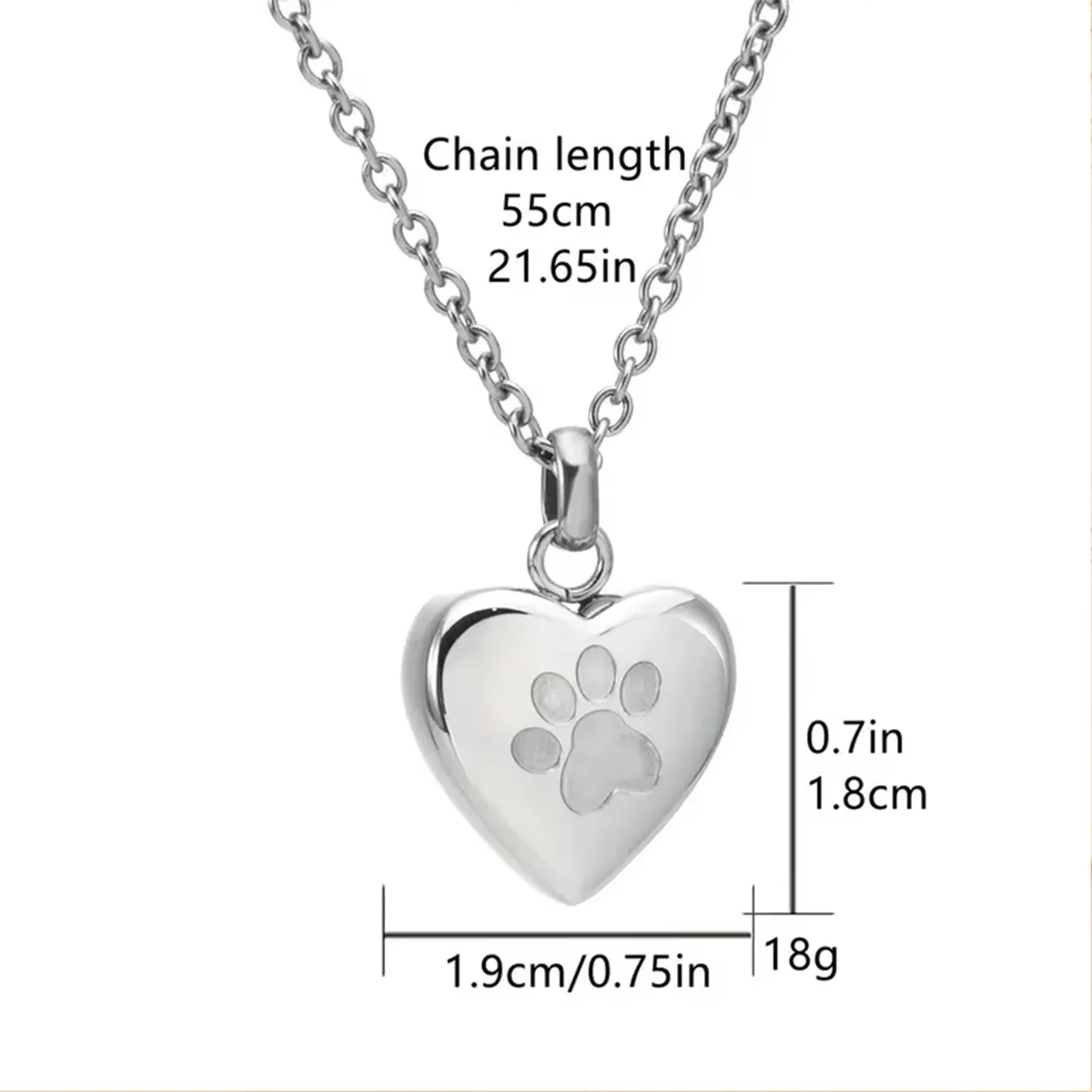 Pet Cremation Jewelry for Ashes Necklace Stainless Steel Paw Print Heart Urn Necklaces for Women Men Memorial Keepsake Jewelry