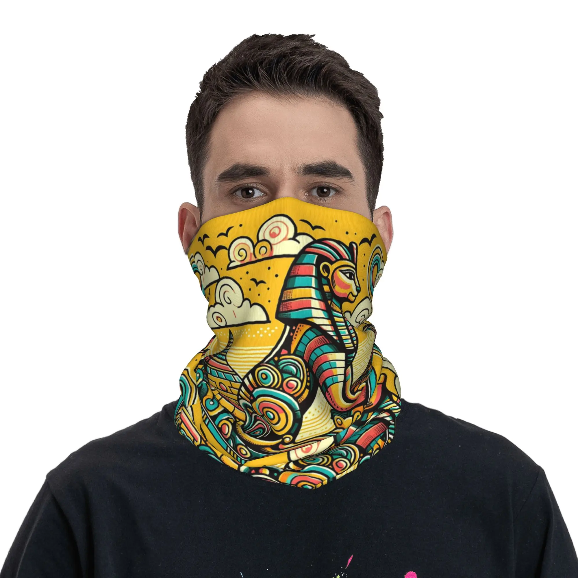 Egypt Sphinx and amp's Silent Watch from EgyApe Artists Bandana Neck Gaiter Printed Wrap Scarf Headwear Outdoor Sports Unisex
