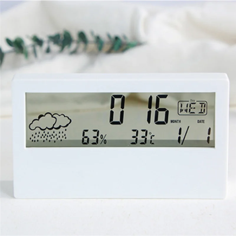 A72Z LED Thermometer Thermo-Hygrometer Multifunction Electronic Temperature Humidity Meter Weather Station With Alarm Clock