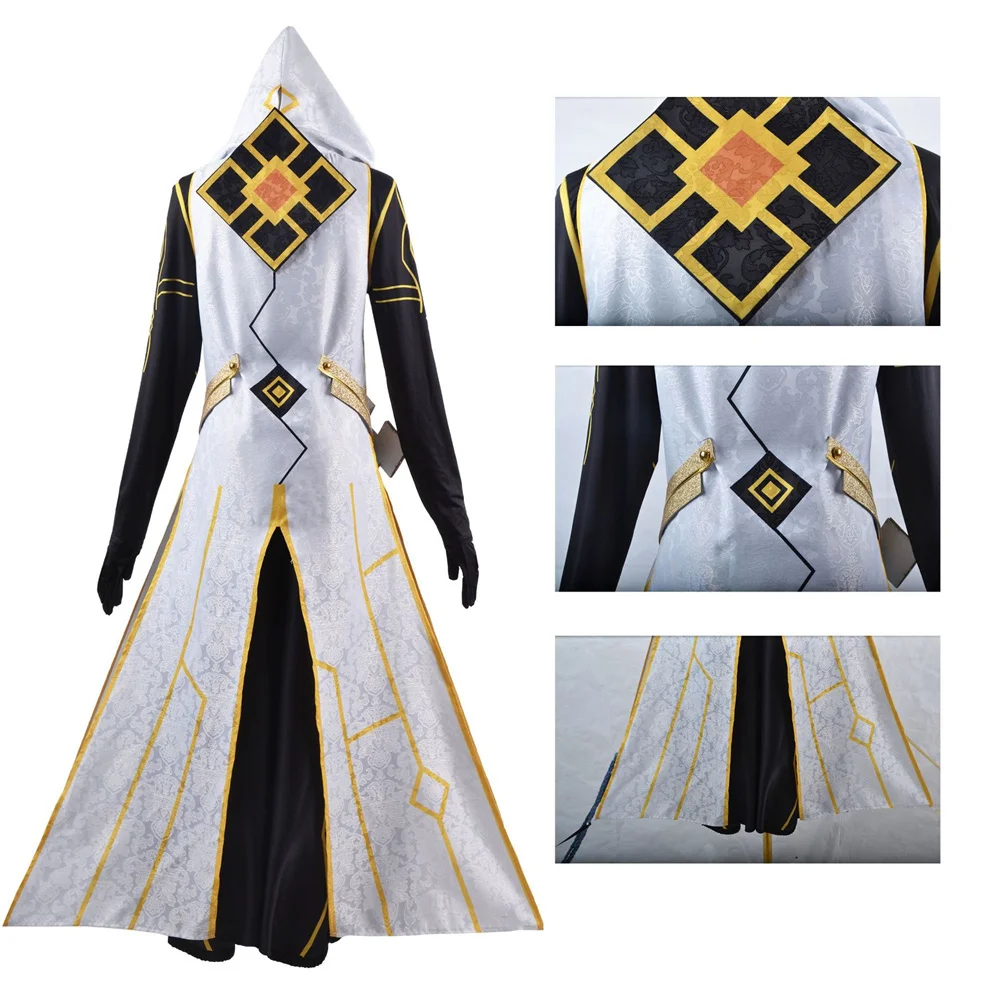 ZhongLi Morax Game Cosplay Traje para Mulheres e Homens, Tecido Texturizado, Zhong Li Archon, Roupas de Halloween